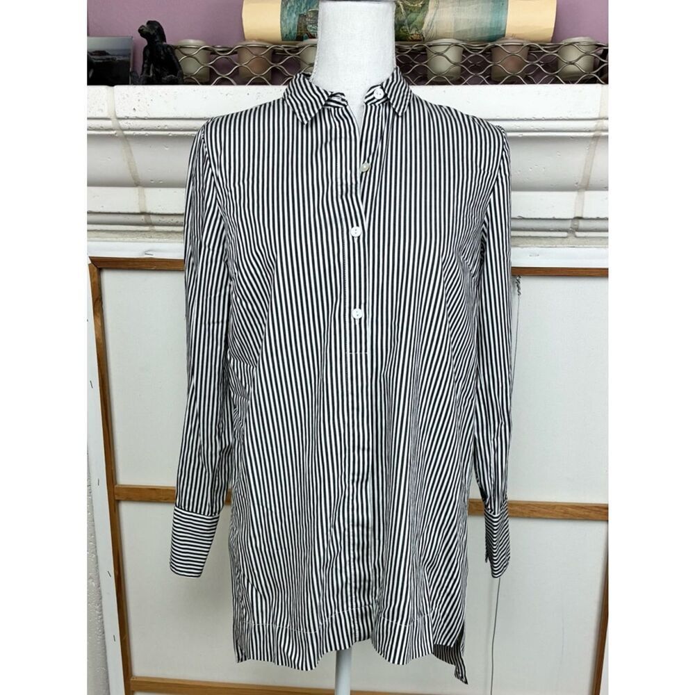 J. Jill Striped Button-Down Tunic w/side vents